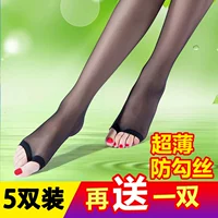 Vớ cá miệng nữ mùa hè ma thuật siêu mỏng rò rỉ ngón chân lộ ra chân bếp lò tất vớ không dây thép dài - Vớ giảm béo quần tất mỏng 