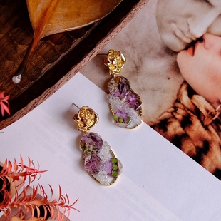 棉枣琉璃|夏日映象系列 春日植物耳饰重工原创设计手作耳针耳夹