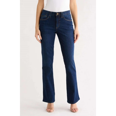 春秋高腰弹力磨白喇叭牛仔裤女裤