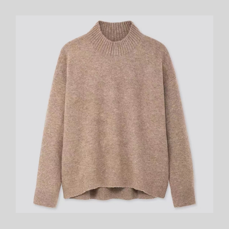 半高领廓形羊绒衫针织衫宽松毛衣