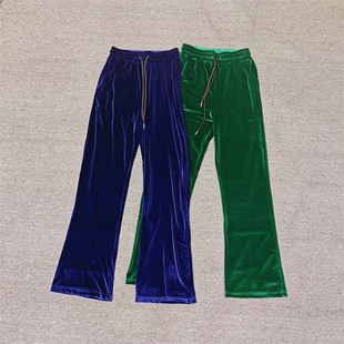 金丝绒加长女裤 高腰直筒长裤 好穿舒适显瘦弹力休闲裤 春秋冬三季