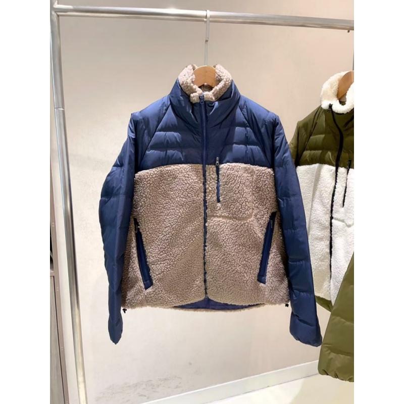 冬季款立领保暖舒适运动休闲羊羔绒拼接长袖常规情侣羽绒服外套女