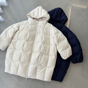 冬季厚实加厚保暖羽绒服哑光柔软细腻白鸭绒中长款廓形羽绒外套女