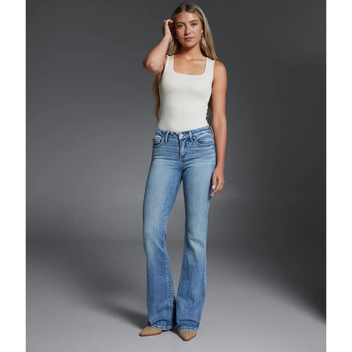 春秋高腰中腰弹力微喇牛仔裤女裤