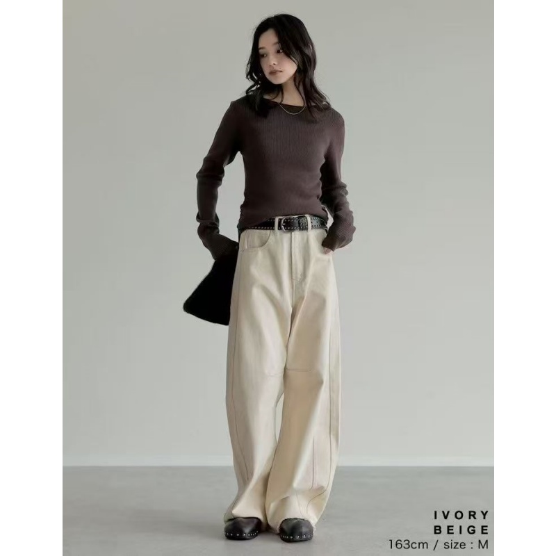 毛边镰刀裤休闲阔腿裤纯棉女裤