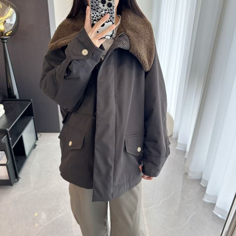 仿羊羔毛复古立领宽松廓形外套