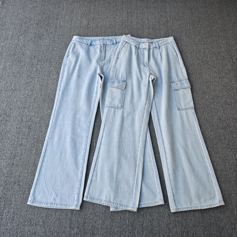 春夏工装长裤天丝棉直筒裤阔腿裤