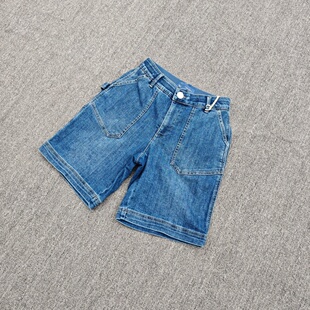 百搭提臀五分裤 欧美单D家春夏中高腰牛仔短裤 口袋直筒裤 工装 女 裤