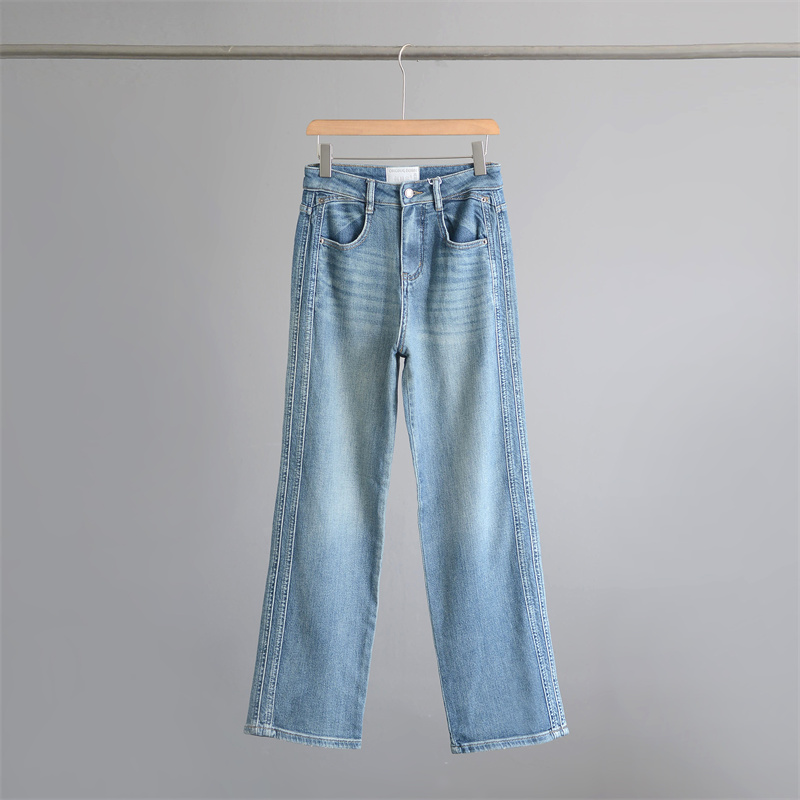 显瘦高腰宽松百搭牛仔裤九分裤