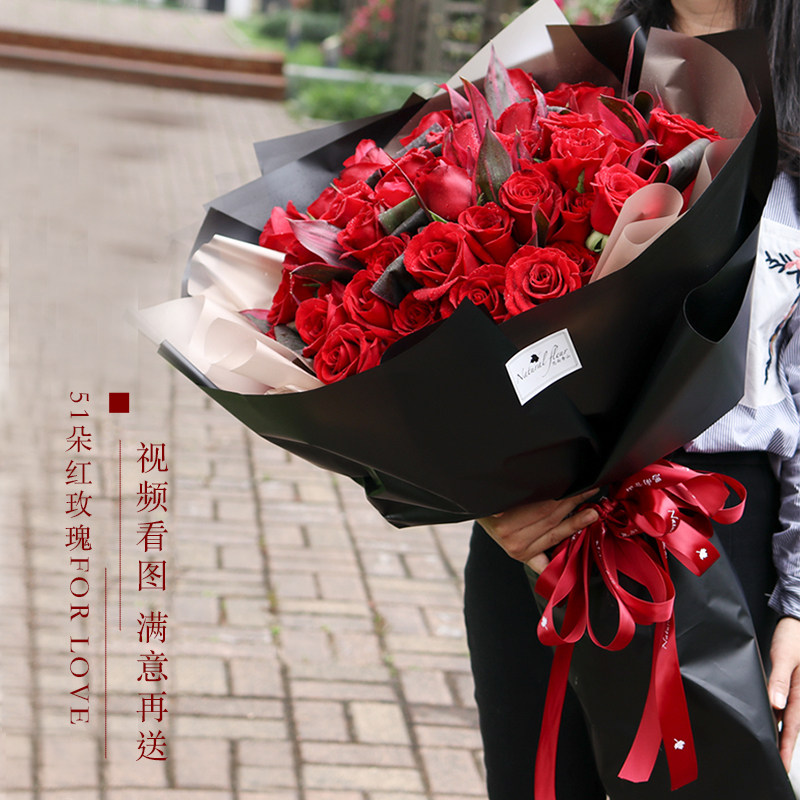红玫瑰大花束求婚99朵送女朋友生日同城鲜花速递上海花店思南香山