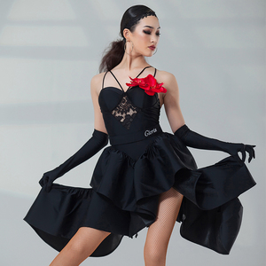 歌瑞亚拉丁舞服女新款吊带鱼骨连衣裙训练功服成人拉丁表演服349