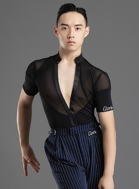 歌瑞亚拉丁舞练功服上衣男成人演出训练服短袖T恤考级服511