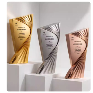 高档创意金银铜金属奖杯奖牌定制刻字颁奖纪念品公司年会表彰礼品