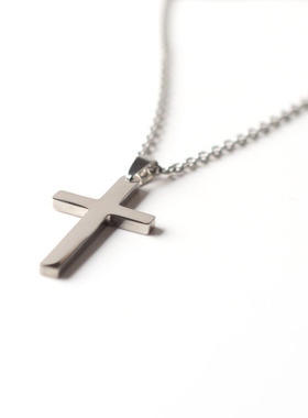 钛钢十字架O型链男女通用毛衣链