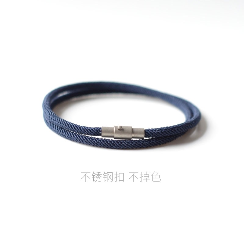 余笙原创不锈钢扣不掉色简约小众米兰绳手工编织双股手绳学生情侣