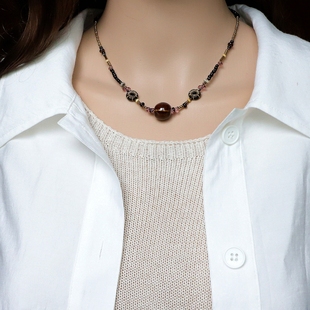手工串珠高奢短项链低调时尚新中式锁骨链简约中古风毛衣链挂饰