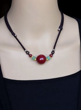 原矿紫金砂项链短款吊坠锁骨链