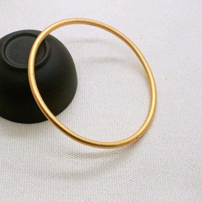 古法传承越南沙金手镯女实心正品24k仿黄金色久不掉色磨砂金手环