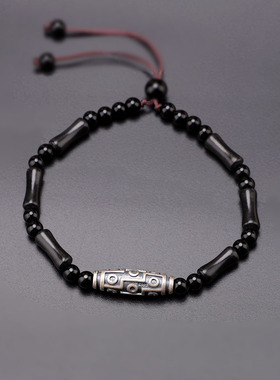 原创纯银黑石手串复古手链