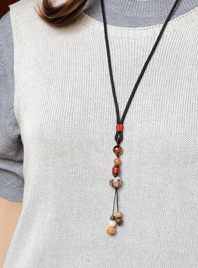 多宝菩提子文艺中式项链毛衣链