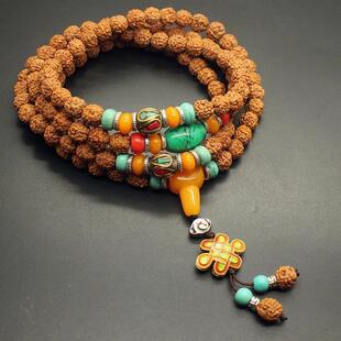 尼泊尔金刚菩提手串108颗手链五瓣小金刚男女文玩佛珠项链民族风