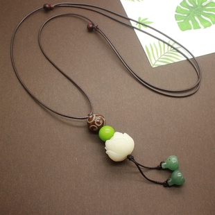 原创菩提根莲花毛衣链女长款 文艺百搭民族风项链禅意古风秋冬新款