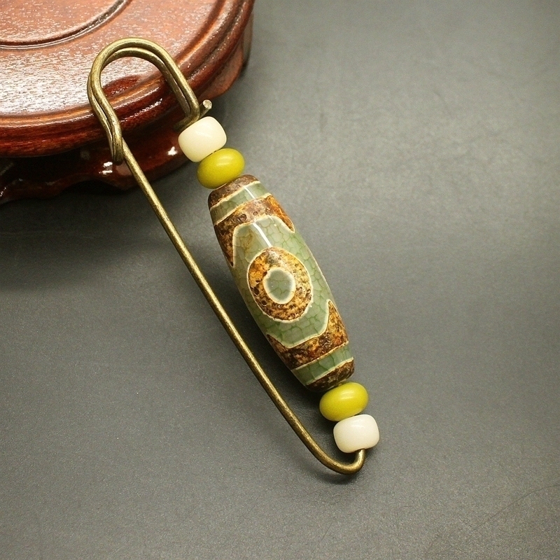 原创复古玛瑙胸针菩提根休闲配饰女大号别针清新简约开衫外套扣针