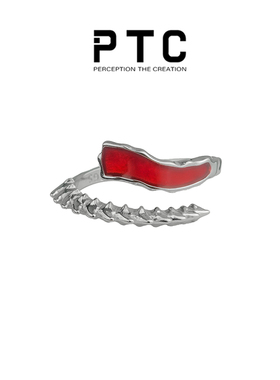 PTC红色炽热戒指925纯银小众设计轻奢高级感开口戒男女冷淡风指环