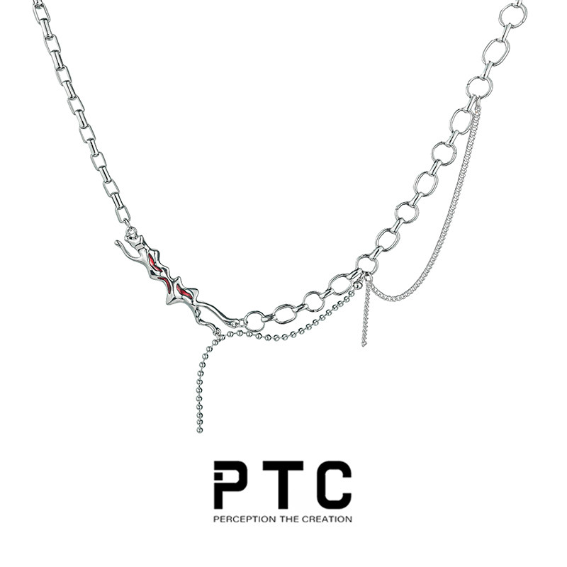 PTC原创红色项链轻奢高级感小众设计冷淡风锁骨链男女Y2K甜酷辣妹