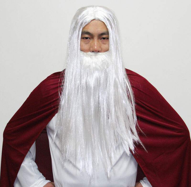 cos纤维假胡子 白胡子白假发 甘道夫胡子 魔法师假发胡子套装