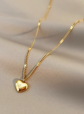 小众设计爱心love项链女钛钢