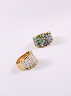 复古白贝母戒指女小众设计