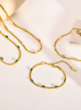 2022网红新款锆石钛钢镀金项链