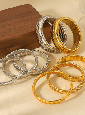 时尚夸张个性宽款粗环手镯女