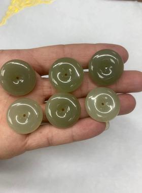 本命年和田玉平安扣25mm吊坠面包圈佛珠挂件配件玉石项链礼物