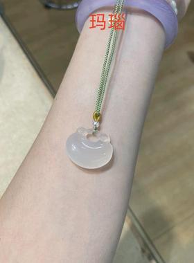 本命年冰种白玉髓元宝包包吊坠玛瑙平安如意锁挂件玉石饰品礼物