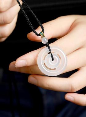 本命年玉髓高冰子母扣吊坠心心相依男女款时尚玛瑙挂件礼物