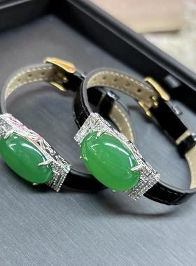 本命年镶嵌玉髓手表链新中式玉髓皮带手环腕表链玛瑙玉髓手环镯子