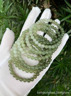 本命年和田玉青海料6m渐变色圆珠手链手串散珠搭配礼物