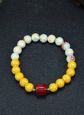 本命年菩提炭烧猫爪手串雄黄朱砂手链女素圈菩提手持学生礼物