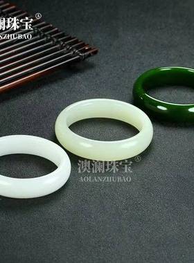 本命年外蒙料平替和田玉宽条菠菜绿青白玉镯子扁条手镯青黄口手镯