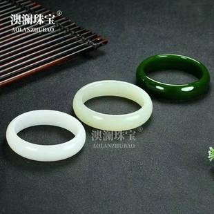 本命年外蒙料平替和田玉宽条菠菜绿青白玉镯子扁条手镯青黄口手镯