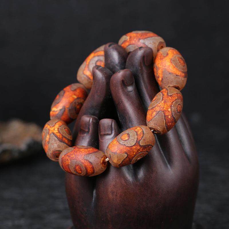 本命年西藏玉髓老天珠三眼九眼手链缠丝玛瑙男士手串礼物