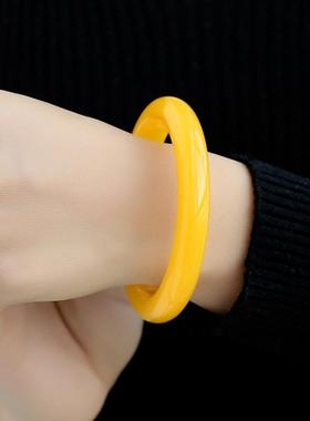 本命年琥珀手镯子黄色老蜜蜡手镯少女学生酒红血珀礼物