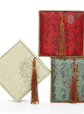 本命年古风亚麻印花玉手镯挂件盒子文玩手串饰品包装礼盒礼物