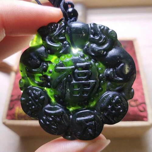 本命年新疆墨玉一生平安吊坠王石万两项链招财挂件女款礼物
