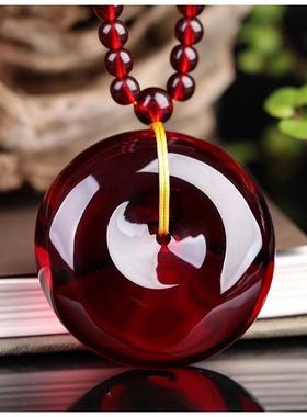本命年血泊琥珀蜜蜡面包扣子随形血珀吊坠酒红项链男女款礼物