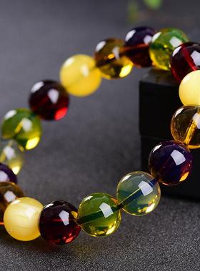 本命年缅甸蜜蜡琥珀多宝手串蓝珀珀血珀108颗佛珠手链男女款礼物