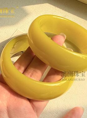 本命年外蒙料新疆和田玉若羌黄口料冰胶油润满黄色加宽厚装玉石女