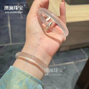 本命年翡翠平替独龙玉冰种飘花高冰种白冰玉石手镯石英岩玉礼物